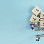 shopping cart with blue background about 2020 retail trends