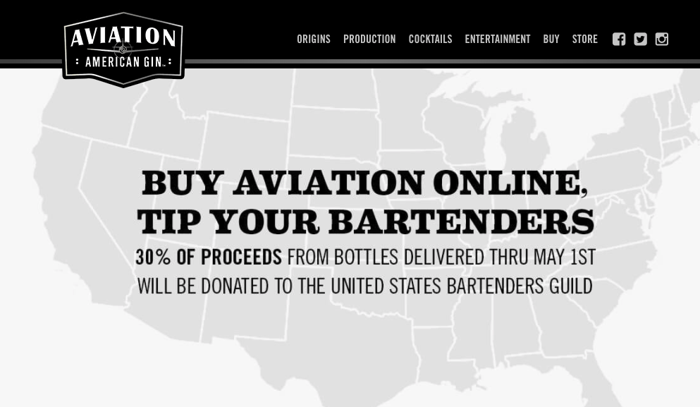 Aviation Gin helping bartenders through covid-19
