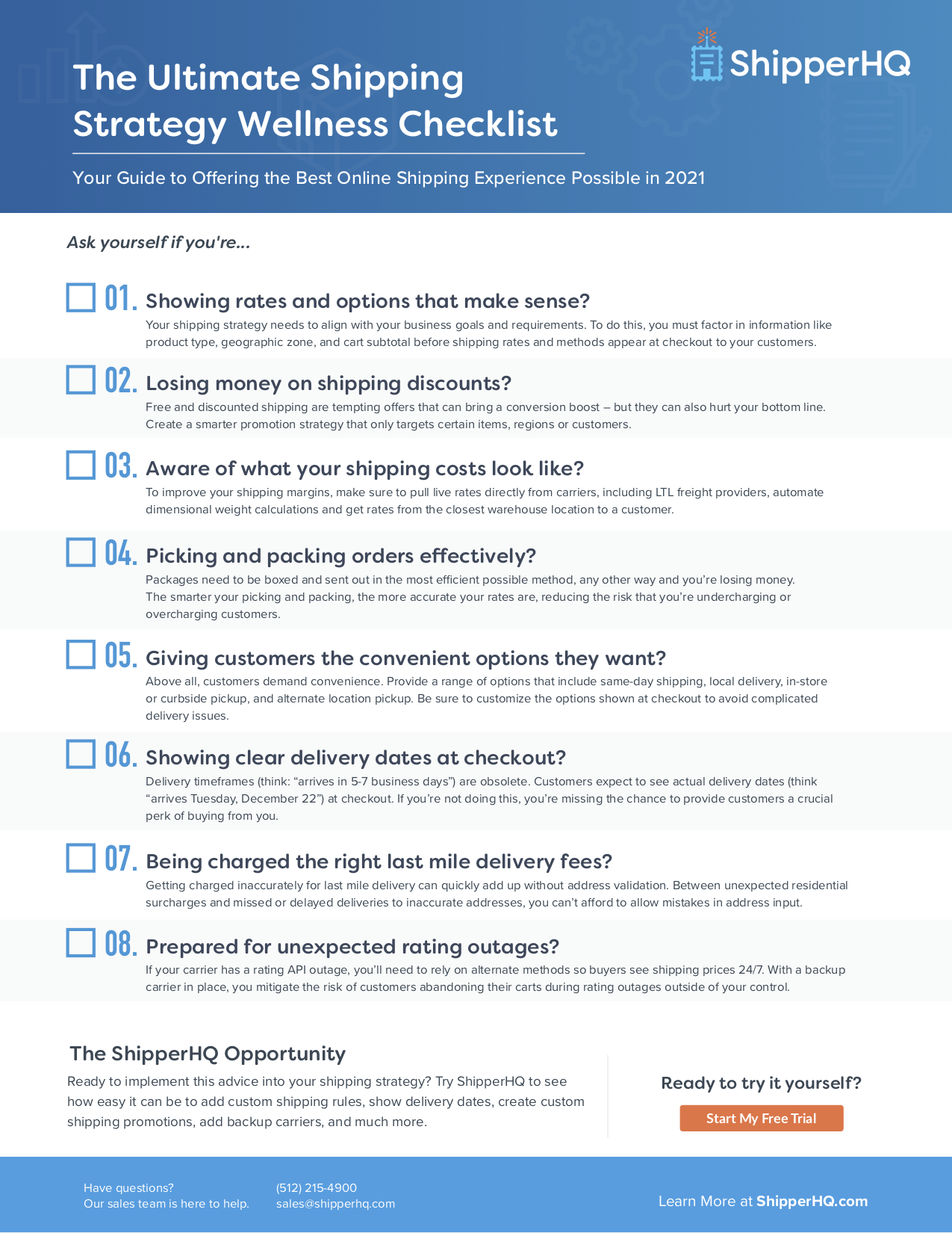 Preview of ShipperHQ's Shipping Strategy Checklist