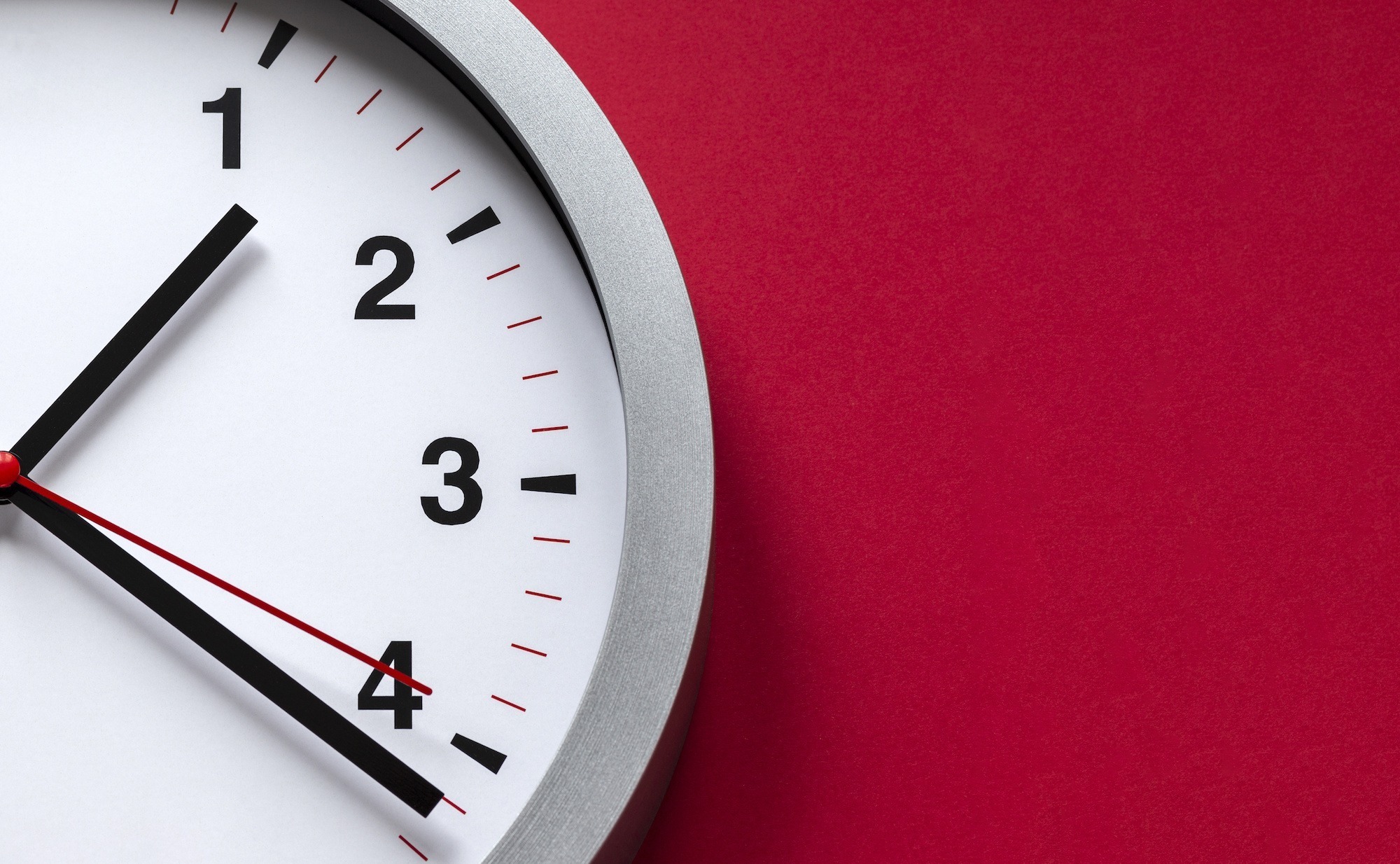 clock face on red background