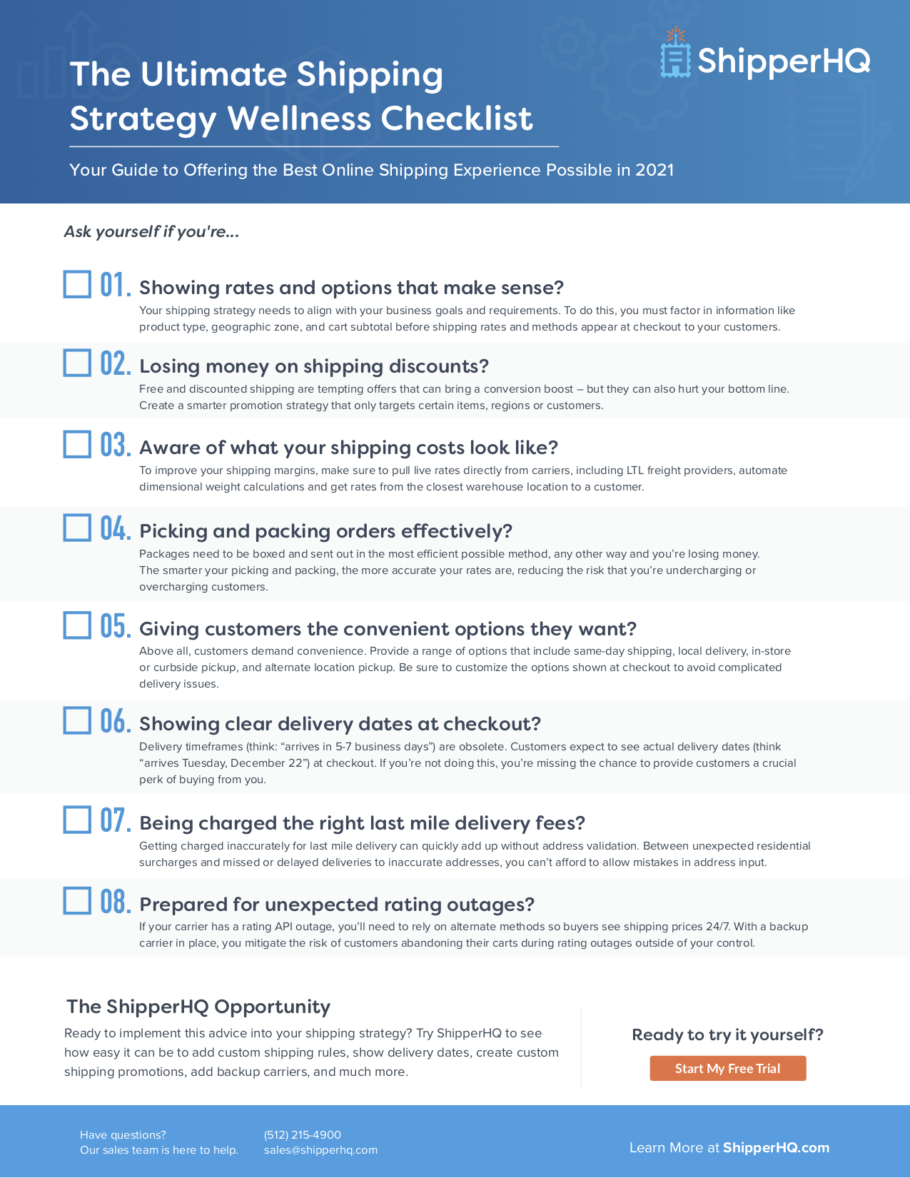 Preview of ShipperHQ 2021 shipping checklist