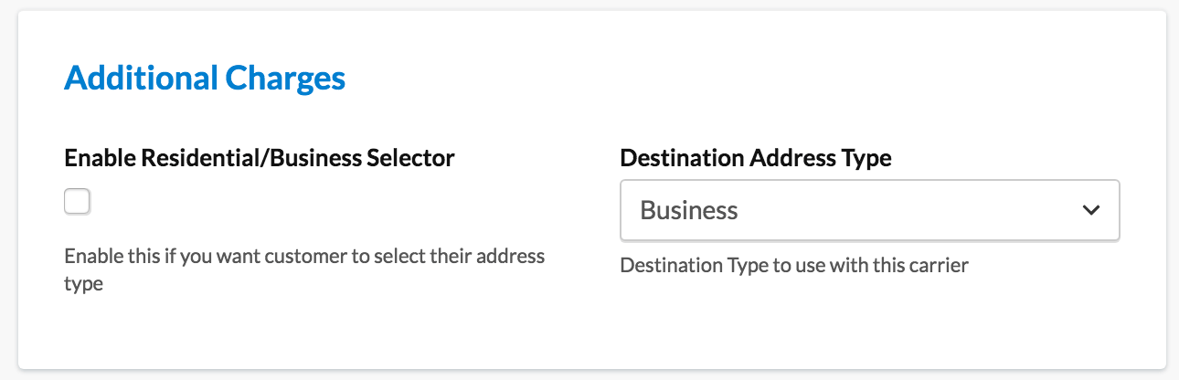 ShipperHQ's address type selector