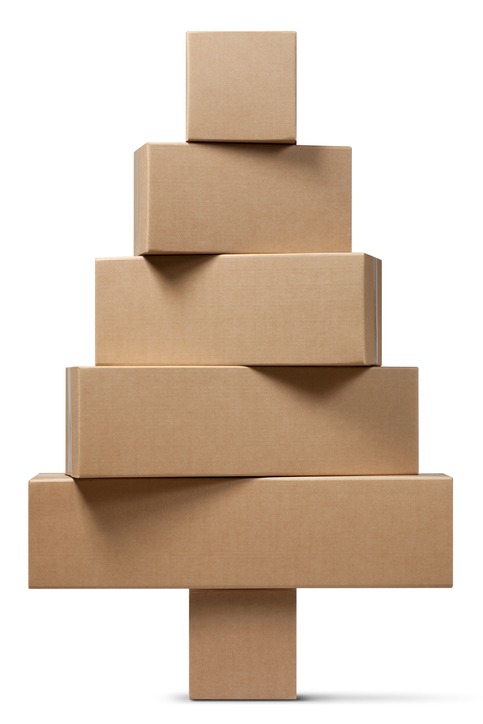 Boxes stacked high for large holiday order quoted by ShipperHQ's automated shipping solution