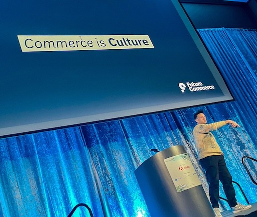Phillip Jackson discussing how "commerce is culture” at Meet Magento Florida 2024