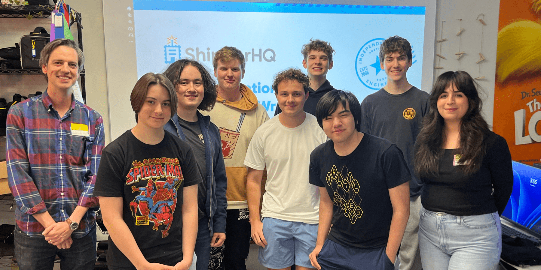 Group photo of Lake Travis High School animation students and Designers from ShipperHQ